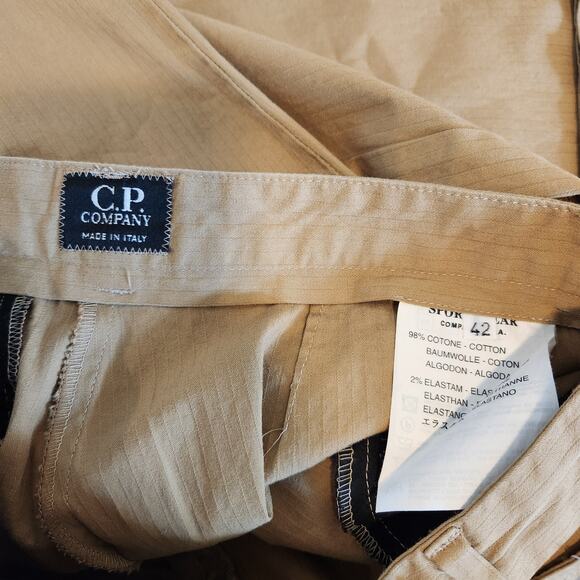 Vintage 90s C.P. Company Tan High Rise Pinstripe Straight Leg Pants Italy 2 - Picture 7 of 11